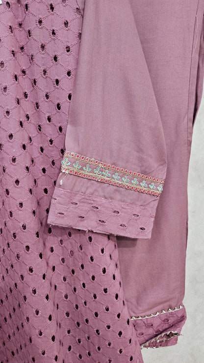 MAUVE PINK HAKOBA COTTON KURTA SET