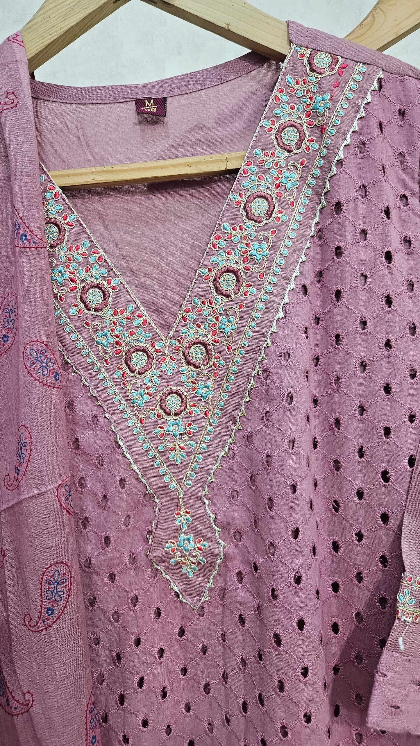 MAUVE PINK HAKOBA COTTON KURTA SET