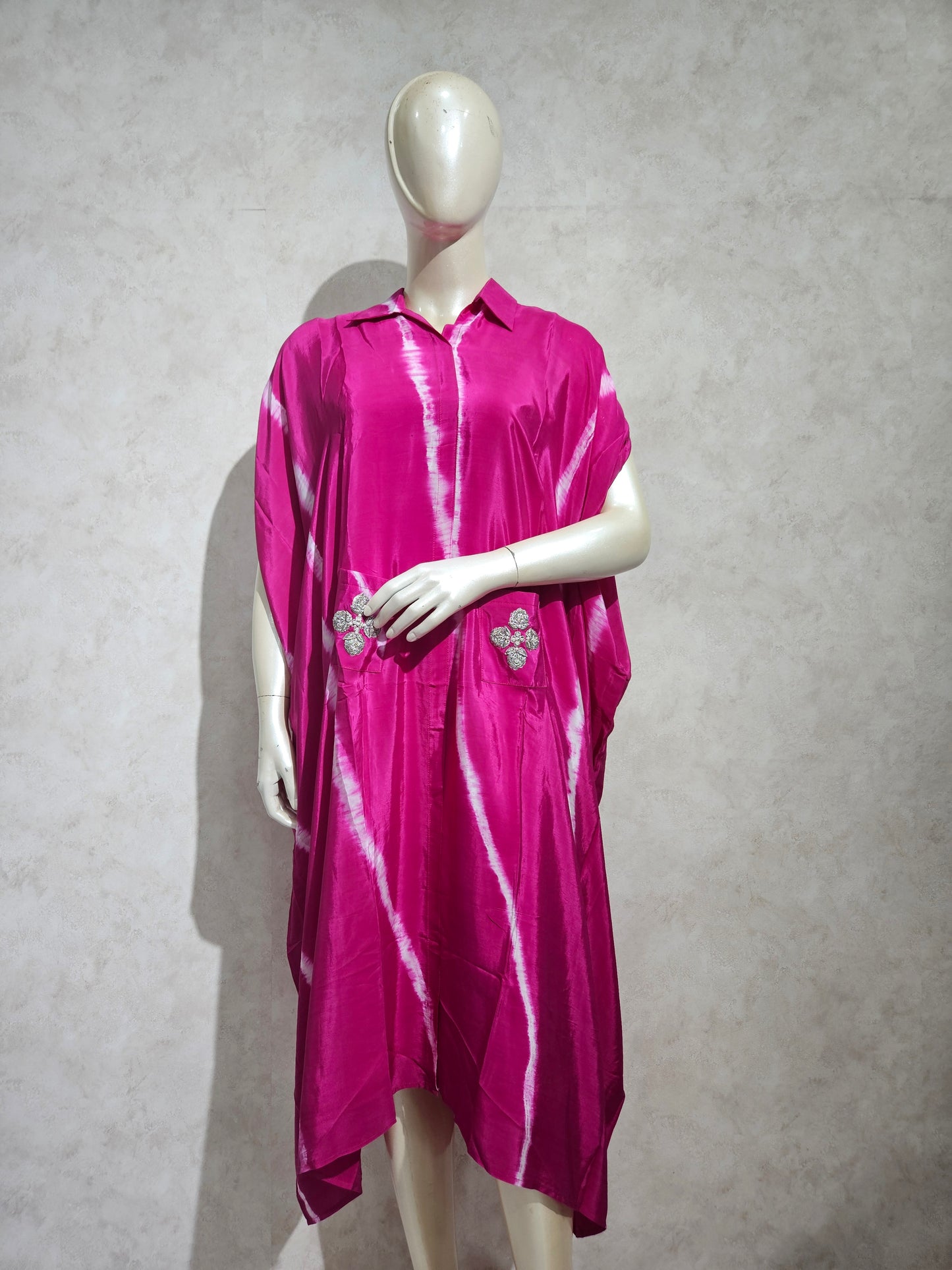 PINK LEHRIYA KAFTAN DRESS