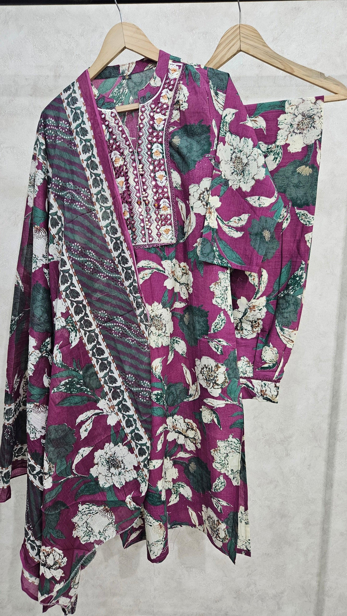 PURPLE CHINESE COLLAR KURTA SET