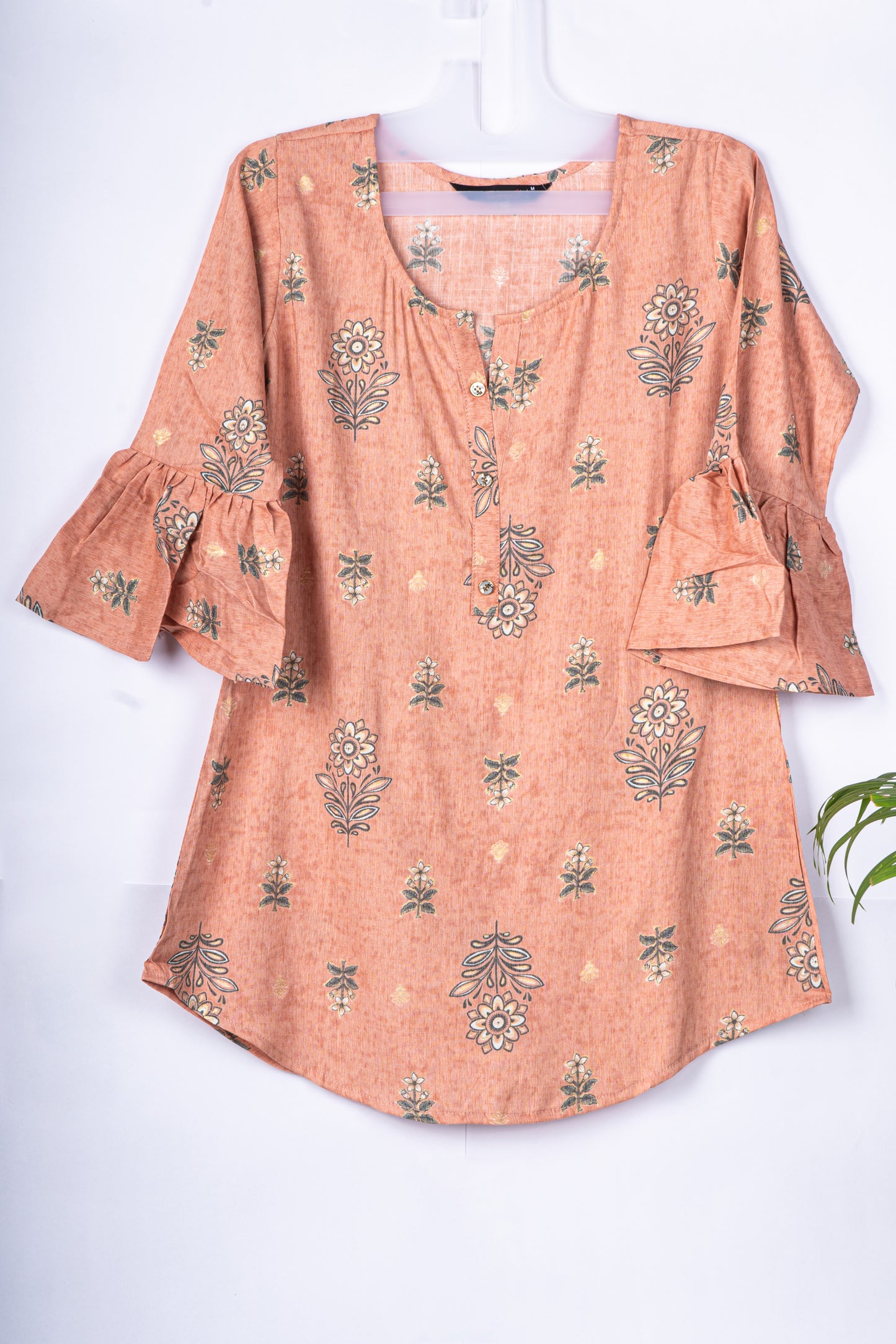 LIGHT PEACH FLORAL PRINTED TUNIC