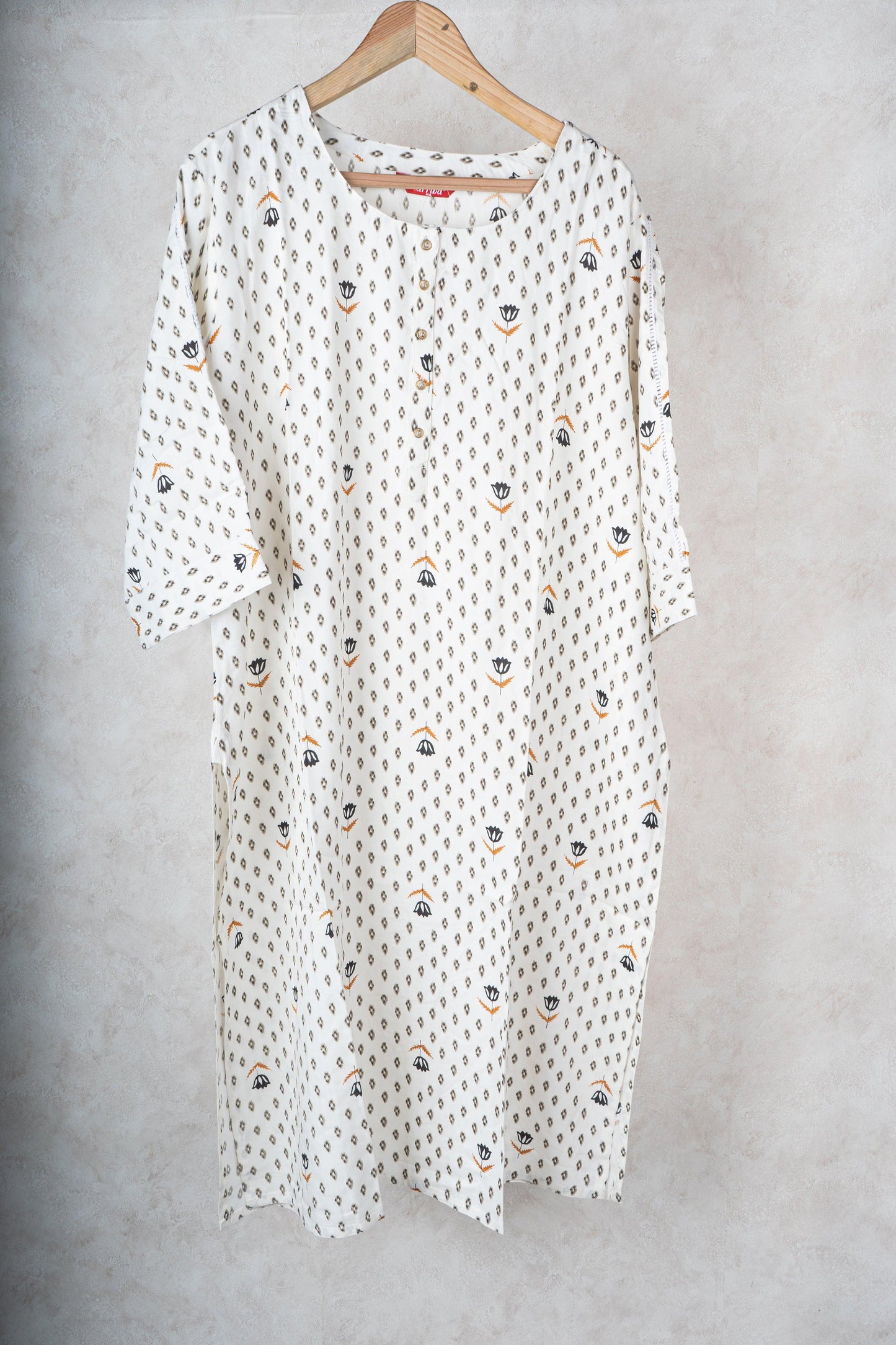 HALF WHITE BLOCK PRINTED KURTA